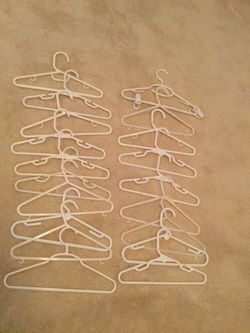 Kids - Boys or Girls White Plastic Tubular Hangers Set of 20