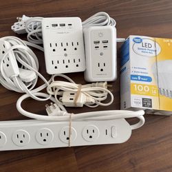 Power Strips, Extension Cords & LED Bulbs - Like New