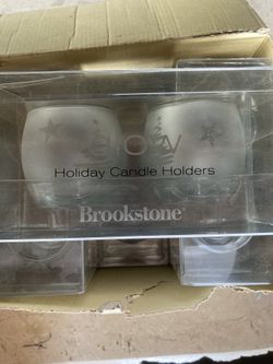 Six sets of Brookstone glow votive glass holders