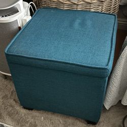 Blue Velvet Ottoman with Storage 