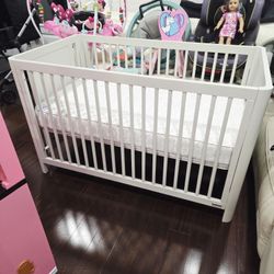 Gray Baby Crib With Mattress Included 