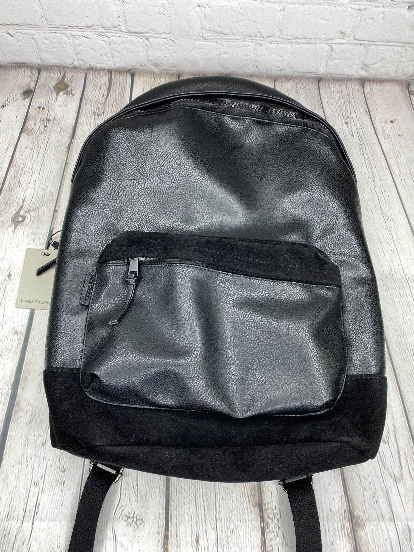 New James Campbell Faux Black Leather Backpack $158 MSRP