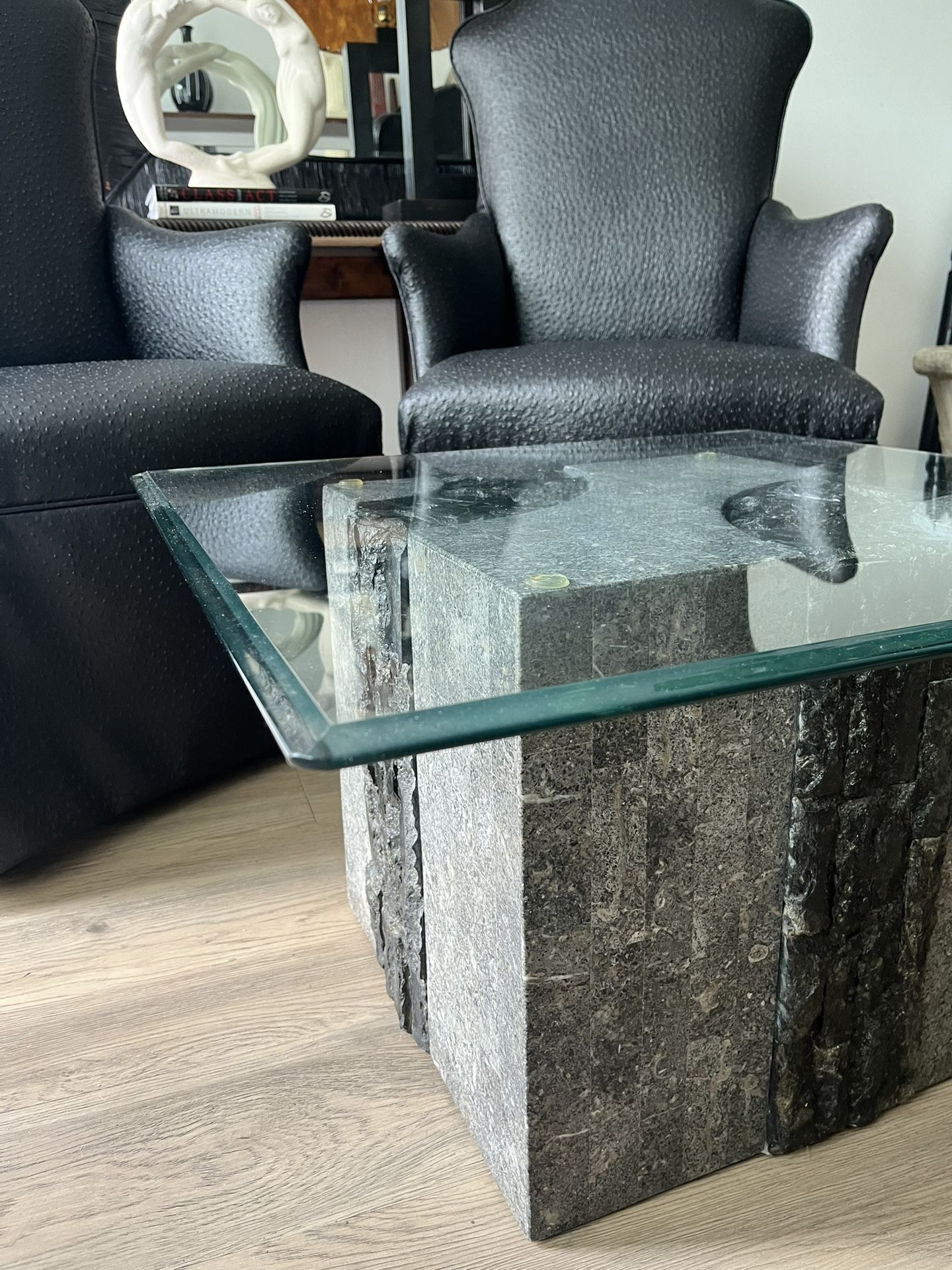 Vintage Maitland Smith Brutalist Tessellated Stone Side Table