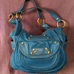 B. Makowsky blue leather handbag 