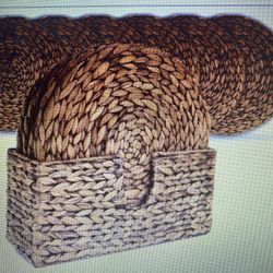 Handwoven Water Hyacinth Placemats And Holder