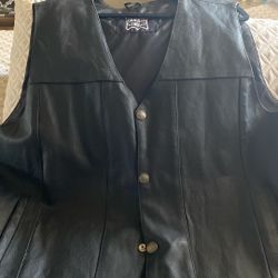 Black Genuine Leather vest