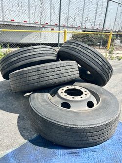 Set of 4   295/75/22.5 wheels and tires