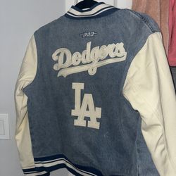 Women’s Dodger  Denim Varsity Jacket Size Small