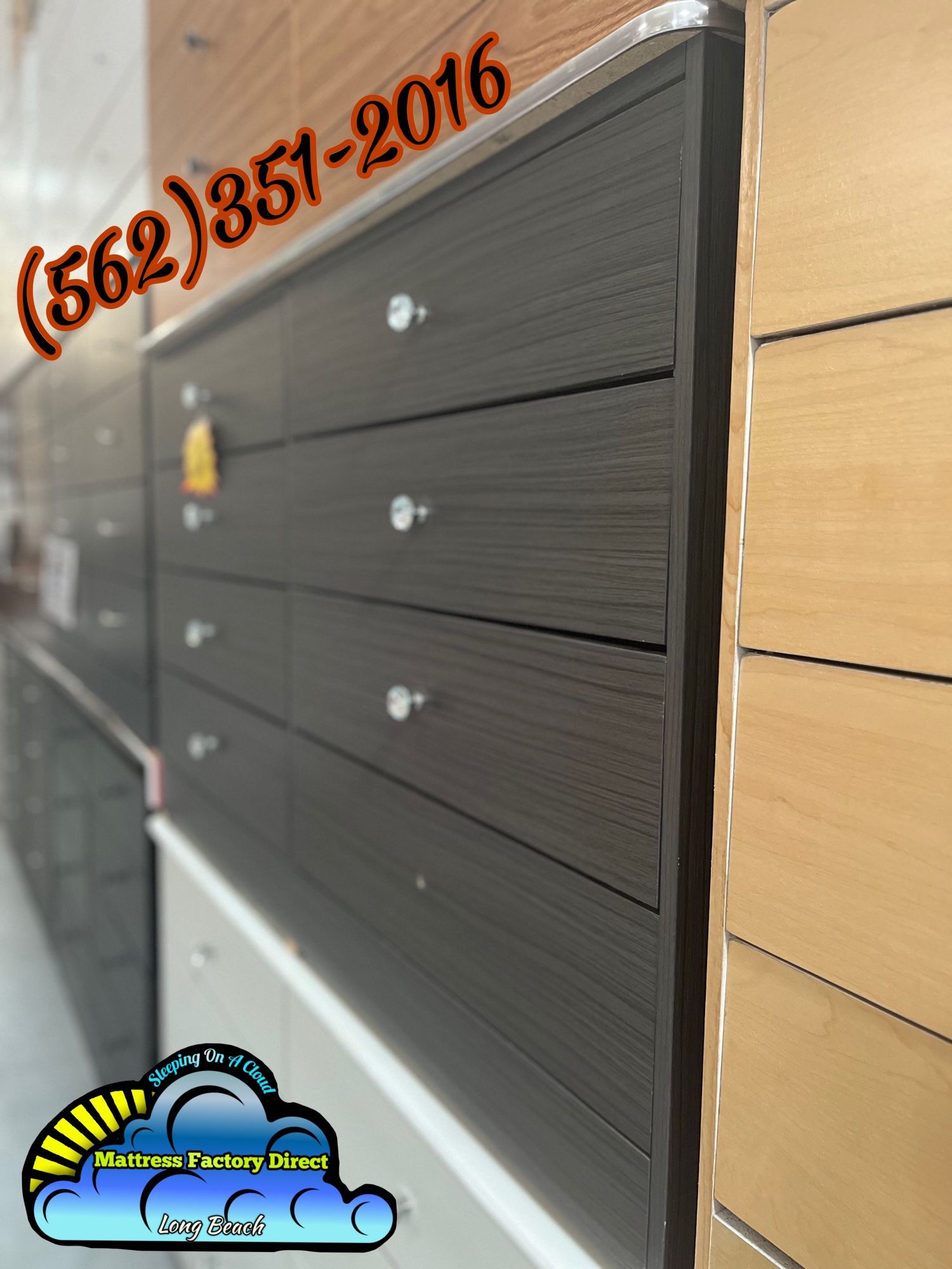 Grey Eight Drawer With Diamonds Dresser New Comoda