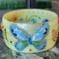 NEW IRIS DESIGN BUTTERFLY CUFF BRACELET 1.5" TALL