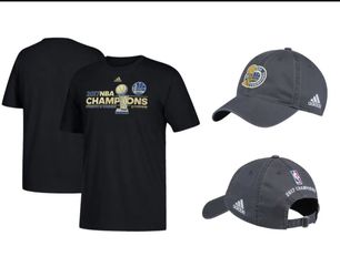 ADIDAS Golden State Warriors NBA Finals Champions Locker Room T-Shirt L, XL, XXL & Hat