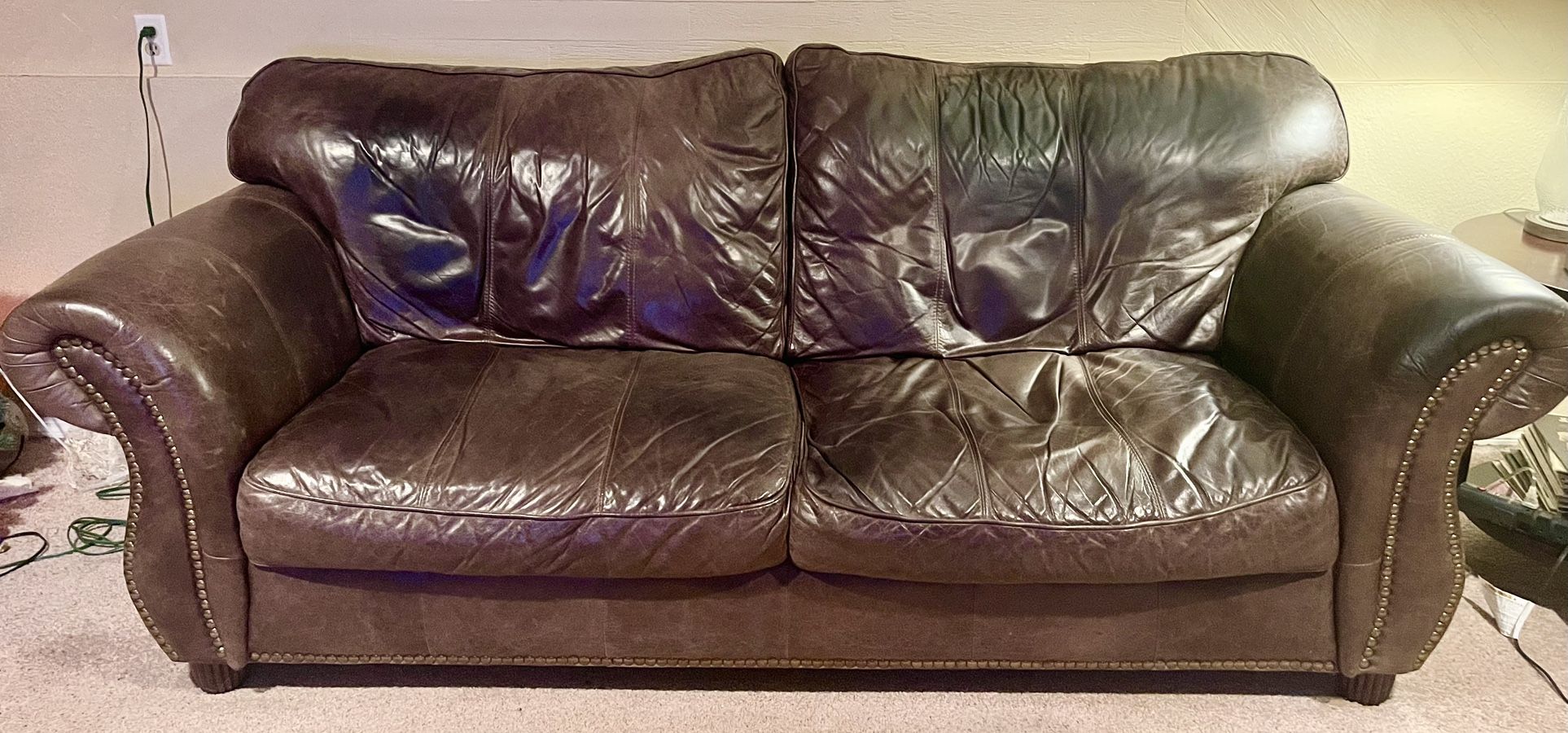 Brown leather couch