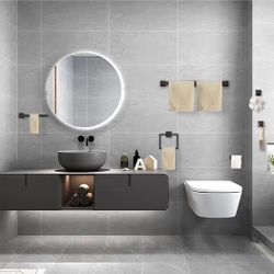 10-Pieces Matte Black Bathroom Accessories Set, 23.6 Inch Bath Towel Bar Set, SUS 304 Stainless Steel Bathroom Hardware Set, Towel Racks for Bathroom 