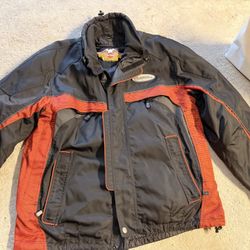 Vintage 2003-04 Harley Davidson Jacket L Orange/Black - Red Line Riding