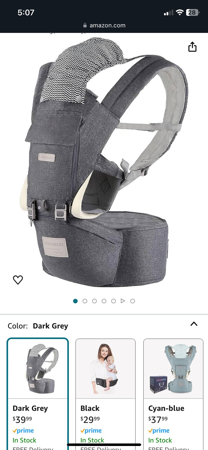 Baby Carrier With Hip Rest 