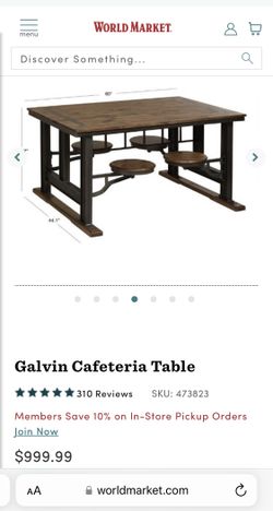 World Market Calvin Cafeteria Table w/4 Seats