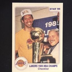 Kareem Abdul-Jabar Lakers 1985 NBA Champs Checklist Star 86 Reprint Novelty Card