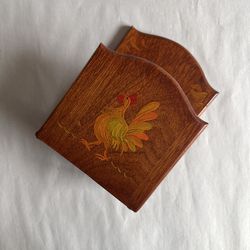 Vintage Wooden Hand Painted Farmhouse Style Napkin Holder