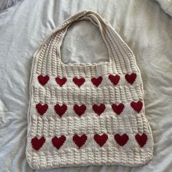 Knitted Heart Tote bag