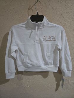 Alice In Wonderland Printed Graphic Sweatshirt, White, Kids Size Small 6/7