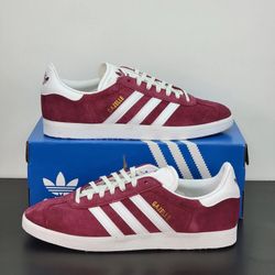 Men’s Adidas Gazelle Casual Shoes - Burgundy White - Size 8.5