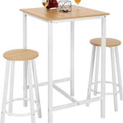 Brand New In The Box- Finnhomy Bar Table Set, 23.6" Pub Table High Top Table, Square Bar Height Table, Bar Table with Stools, Kitchen Table Set for 2,