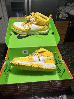 Nike Af1 Mid White And Varsity Maize C/O Off-White