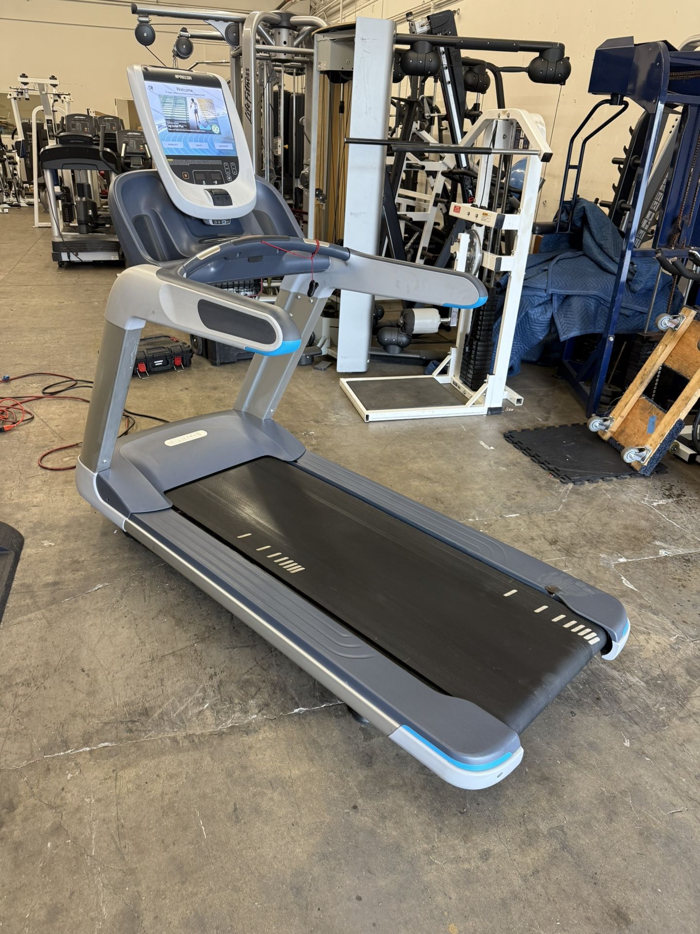 Precor TRM 885 commercial treadmill, Commercial gym equipment.