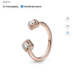 Pandora Rose Gold with Square Cubic Zirconia Sparkle Open Ring