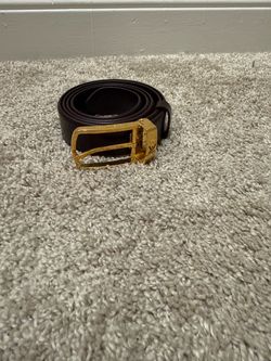 Dark Brown Gold-Buckle Leather Belt