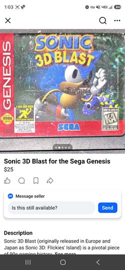 Sonic 3D Blast for the Sega Genesis