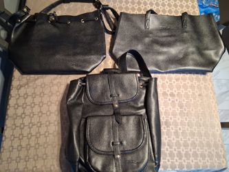 Brand New BellaRusso 3-Piece Black Faux-Leather Bag & Backpack Set.
