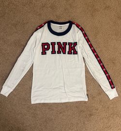 Victoria’s Secret PINK Long Sleeve Shirt Women’s XS – White Logo Tee