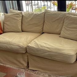 Queen Size Slip Cover Sleeper Sofa