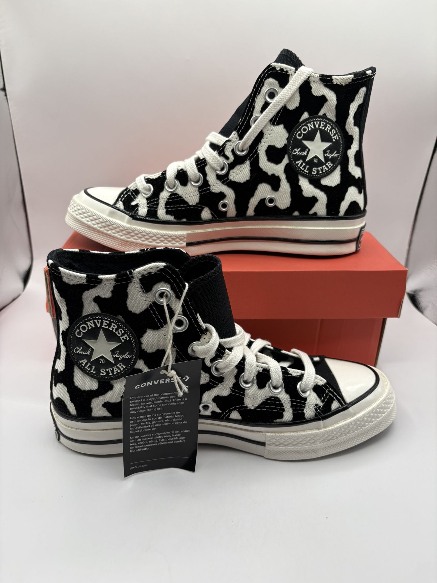 Womens Converse CHUCK Taylor All Star HI Black Leopard Graphics Size 6.5