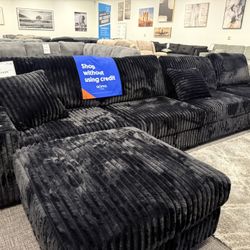 Black XL Sofa Sectional Set - Free Delivery Promo 