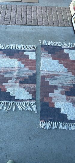 Boho Rug Tufted Rug with Tassels, 2'x3'+2'x4'4",