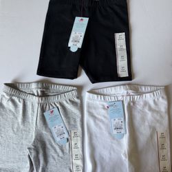 New Cat & Jack Girls' Biker Shorts 3-Pack Black Gray White Jersey Size 3T