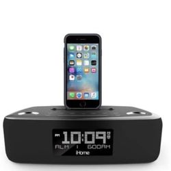 iHome iDL44 Lightning Dock Dual Clock Radio with USB Charge/Play for iPhone 5/5S & 6/6Plus & All iPad Models with Lightning Connector - Newest Model (