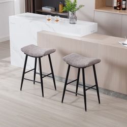 Set of 2 Armless Counter Low Bar Stools Without Back Modern Linen fabric [NEW] **Assembly Req** 