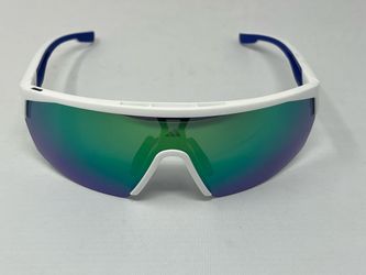 Adidas Sport Sunglasses Half Frame White Blue w/ Green Mirror Lenses SP0099 21Q
