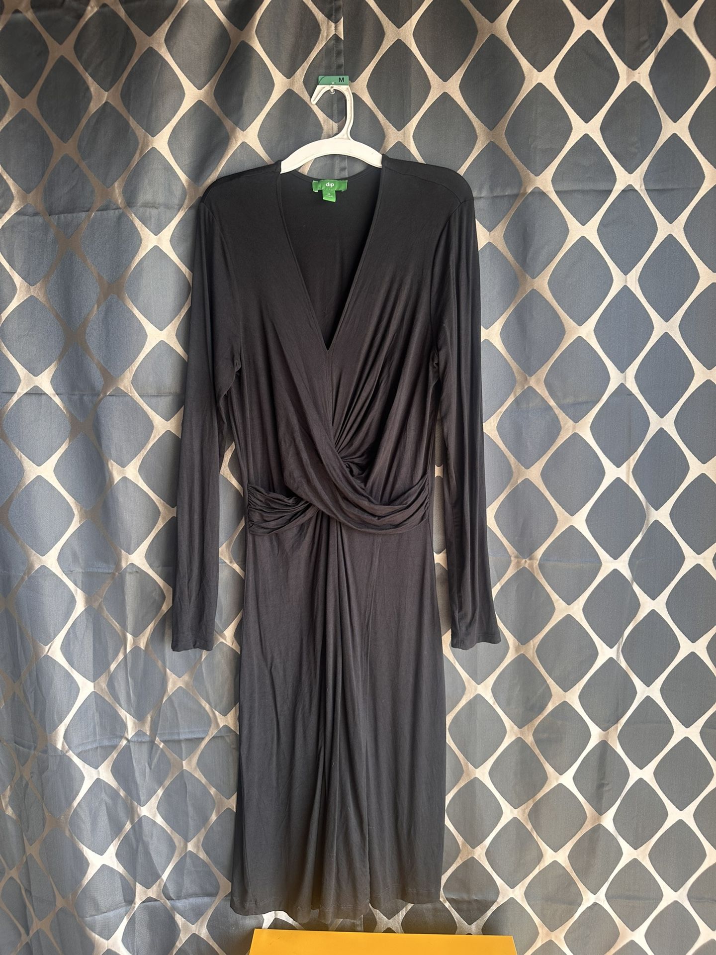 Dip woman black long sleeve dress wrap look medium 