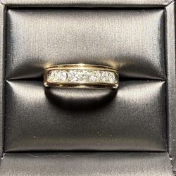 Men Gold Ring 10k With 7 Round Cut Diamonds