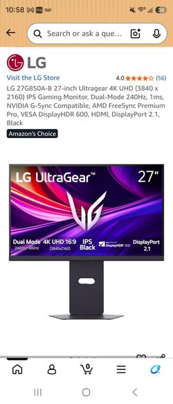 LG UltraGear 27G850A-B 27-Inch 4K Gaming Monitor