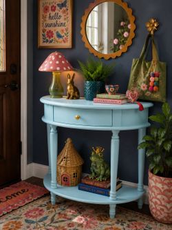Vintage Aqua Blue Entryway/Side Table