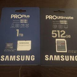 Samsung PRO Plus 1TB + PRO Ultimate 512GB microSD Cards