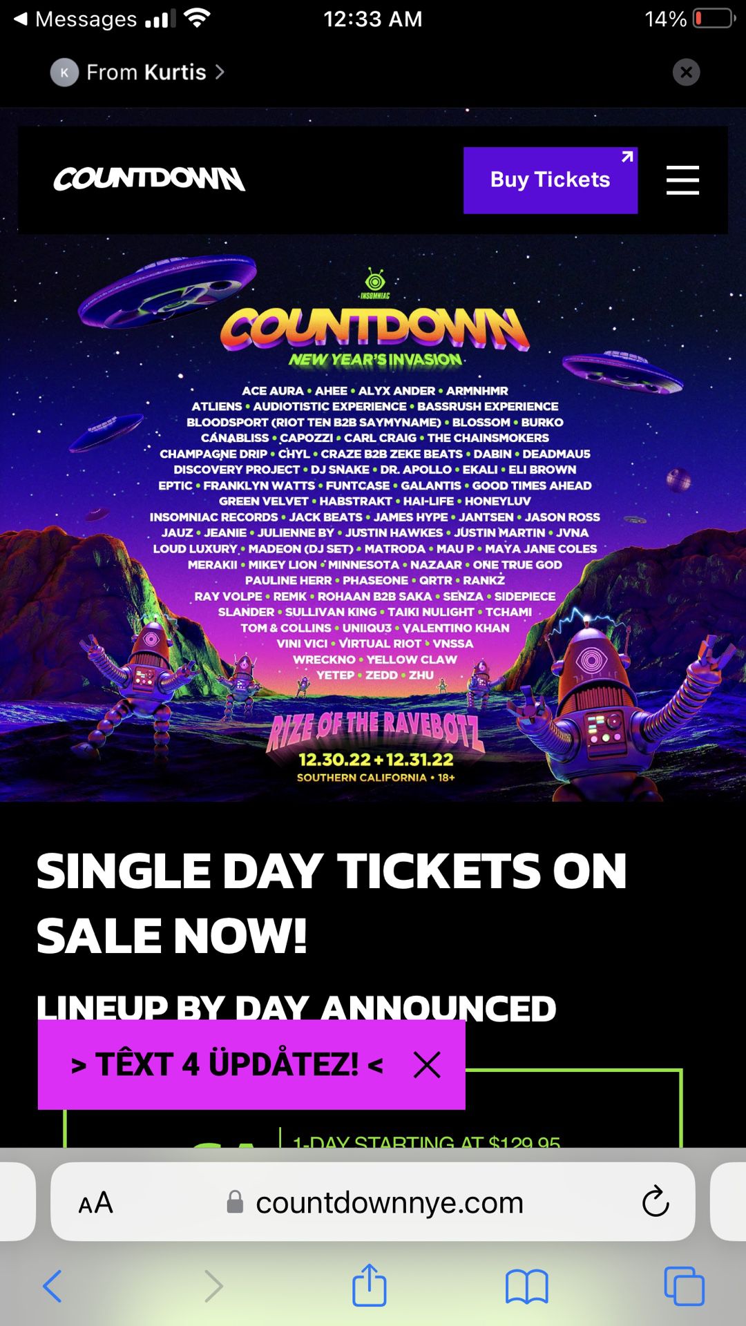 Count Down One Day Ticket 