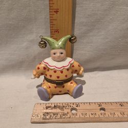 "Mary Engelbreit" clown 🤡 jester porcelain hinged Trinket box, VTG 1999,Enesco