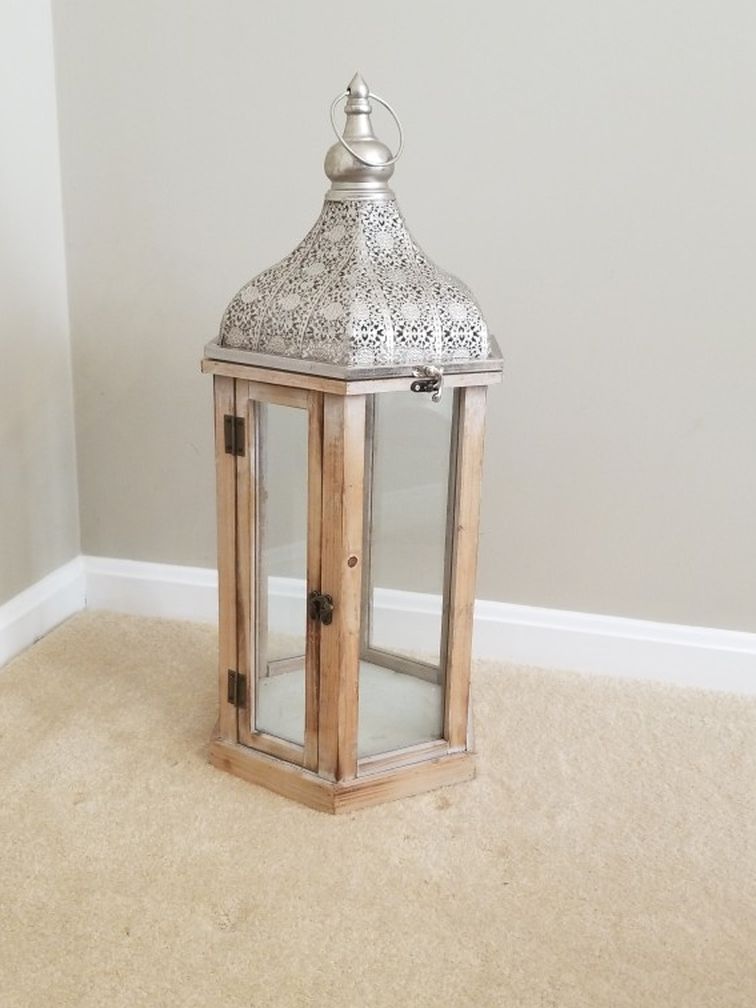 PENDING - Large Wood/metal/glass Candle Lantern