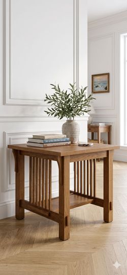 Mission Style Oak Side Table – Made in USA